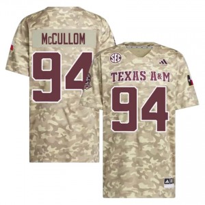 #94 Angelo McCullom Texas A&M Aggies Beige Jersey | Pro Cut Embroidery Men NCAA Football Gear 63989681