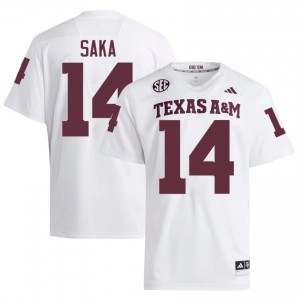 White Anto Saka #14 Texas Aggies Jersey | Men High School Football Licensed Embroidery 33056318