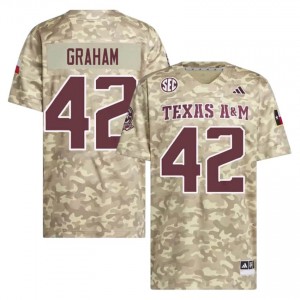 Moisture Wicking Boomer Graham #42 Texas A&M Aggies Beige Jersey | Men High School Football Embroidery Fan Gear 64719663