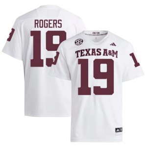 Officially Licensed Bravion Rogers #19 Texas A&M Aggies White Jersey | Men University Football Embroidery Fan Gear 90895931