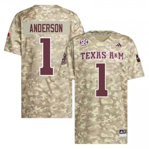 #1 Bryce Anderson Texas A&M Aggies Beige Jersey | Genuine Embroidery Men NCAA Football Gear 13089877