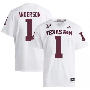 Texas A&M Aggies Bryce Anderson #1 White Jersey | Pro Cut Embroidery NCAA Football Men Apparel 96930607