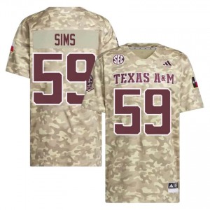 Chace Sims #59 Texas A&M Aggies Jersey | Elite Thread Beige University Football Men Embroidery 74820228