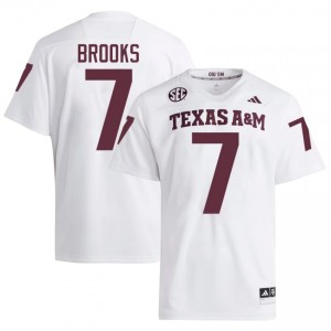 #7 Dalton Brooks Texas Aggies White Jersey | Authentic Embroidery Men Player Football Gear 22322012