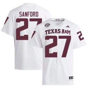 Elite Thread Daymion Sanford #27 Texas A&M Aggies White Jersey | Men University Football Embroidery Fan Gear 66794758