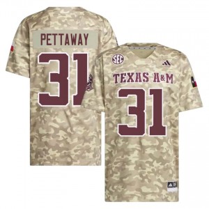 #31 Deyjhon Pettaway Texas A&M Aggies Beige Jersey | Pro Cut Embroidery Men NCAA Football Gear 85508222