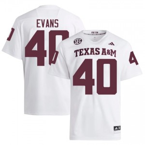White Gray Evans #40 Texas A&M Aggies Jersey | Men High School Football Licensed Embroidery 78886016