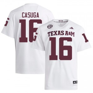 #16 Helaman Casuga Texas A&M Aggies White Jersey | Authentic Embroidery Men Player Football Gear 65832523