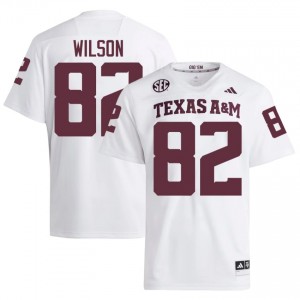 Elite Thread Jonah Wilson #82 Texas A&M Aggies White Jersey | Men University Football Embroidery Fan Gear 63774078