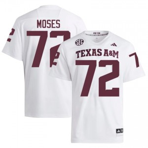 White Joshua Moses #72 Texas A&M Aggies Jersey | Men High School Football Moisture Wicking Embroidery 93657290