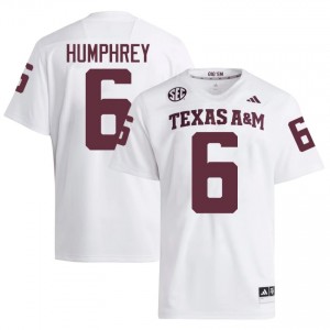 Texas A&M Aggies Julio Humphrey #6 White Jersey | Genuine Embroidery NCAA Football Men Apparel 45034150