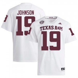 Texas A&M Aggies KK Johnson #19 White Jersey | Pro Cut Embroidery NCAA Football Men Apparel 85634841
