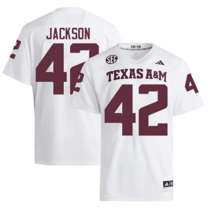 Elite Thread Kendall Jackson #42 Texas A&M Aggies White Jersey | Men University Football Embroidery Fan Gear 13025797