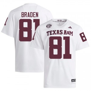 White Luke Braden #81 Texas Aggies Jersey | Men High School Football Licensed Embroidery 69671669