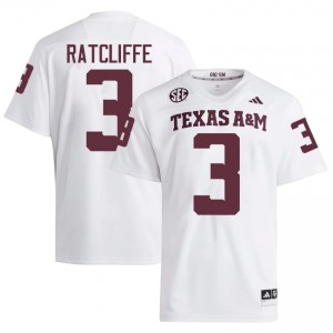 White Marcus Ratcliffe #3 Texas A&M Aggies Jersey | Men High School Football Licensed Embroidery 45631169