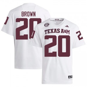 #20 Mike Brown Texas Aggies White Jersey | Alumni Embroidery Men Player Football Gear 55249419