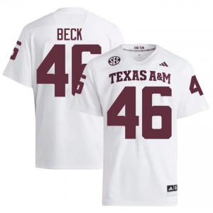 #46 Qui Beck Texas Aggies White Jersey | Authentic Embroidery Men Player Football Gear 47773823