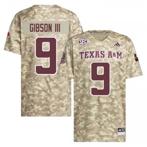 Licensed Rickey Gibson III #9 Texas A&M Aggies Beige Jersey | Men High School Football Embroidery Fan Gear 79416753
