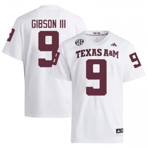 Officially Licensed Rickey Gibson III #9 Texas A&M Aggies White Jersey | Men University Football Embroidery Fan Gear 73621823