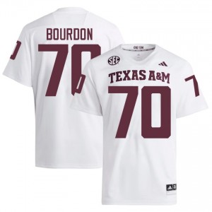 #70 Robert Bourdon Texas Aggies White Jersey | Authentic Embroidery Men Player Football Gear 74015107