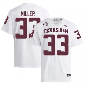 Texas A&M Aggies Storm Miller #33 White Jersey | Genuine Embroidery NCAA Football Men Apparel 40361706