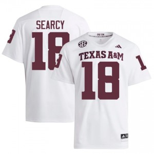 #18 T.J. Searcy Texas Aggies White Jersey | Authentic Embroidery Men Player Football Gear 84053266
