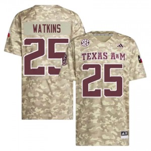 Moisture Wicking Tamarion Watkins #25 Texas A&M Aggies Beige Jersey | Men High School Football Embroidery Fan Gear 45282934