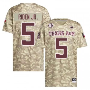 Texas A&M Aggies Tiger Riden Jr. #5 Beige Jersey | Iconic Embroidery College Football Men Apparel 11533090