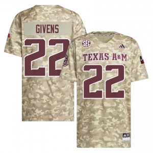 #22 Tristian Givens Texas Aggies Beige Jersey | Pro Cut Embroidery Men NCAA Football Gear 43567336
