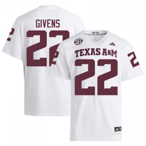 #22 Tristian Givens Texas A&M Aggies White Jersey | Authentic Embroidery Men Player Football Gear 90487721