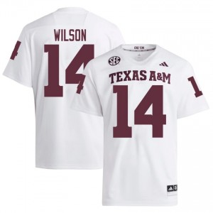 #14 Tylan Wilson Texas Aggies White Jersey | Genuine Embroidery Men NCAA Football Gear 81058371