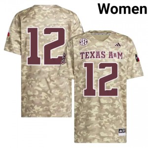 Texas Aggies 12th Man #12 Beige Jersey | Gameday Stitch College Football Women Apparel 12479291