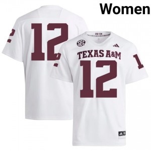 Texas Aggies 12th Man #12 White Jersey | Pro Cut Stitch NCAA Football Women Apparel 68266471