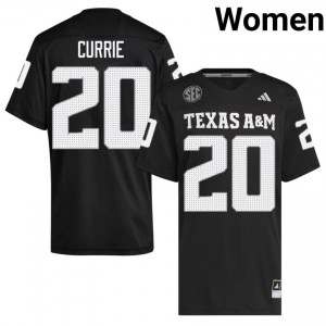 Adonyss Currie #20 Texas Aggies Jersey | Top-Tier Black University Football Women Embroidery 83720625