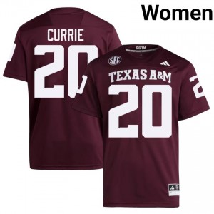 Maroon Adonyss Currie #20 Texas A&M Aggies Jersey | Women High School Football Limited Embroidery 61179261