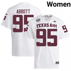 Texas Aggies Alex Abbott #95 White Jersey | Pro Cut Stitch NCAA Football Women Apparel 46025723