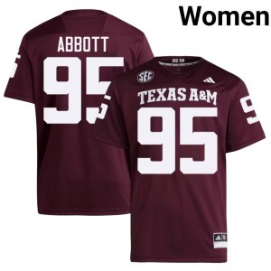 #95 Alex Abbott Texas A&M Aggies Maroon Jersey | Classic Embroidery Women Player Football Gear 74795128