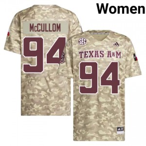 Moisture Wicking Angelo McCullom #94 Aggies Beige Jersey | Women High School Football Stitch Fan Gear 63226018