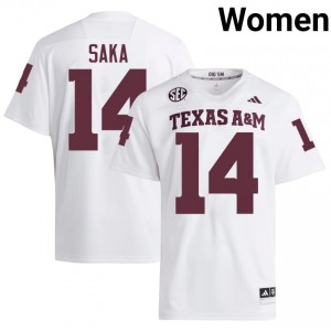 Anto Saka #14 12th Man Jersey | Gameday White College Football Women Stitch 37662499