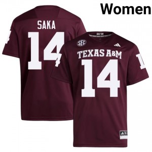 Texas A&M Aggies Anto Saka #14 Maroon Jersey | Premium Embroidery NCAA Football Women Apparel 24064655