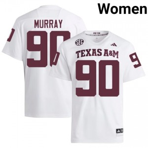 Officially Licensed Asher Murray #90 12th Man White Jersey | Women University Football Stitch Fan Gear 25976697