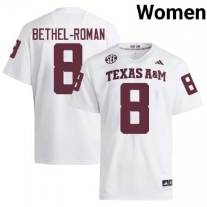 Ashton Bethel-Roman #8 Aggies Jersey | Iconic White College Football Women Stitch 82918727