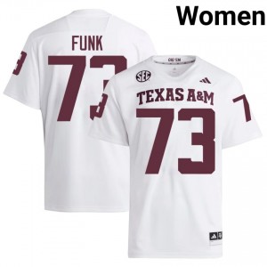 Texas Aggies Ashton Funk #73 White Jersey | Genuine Stitch NCAA Football Women Apparel 20991908