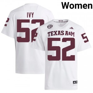 #52 Blake Ivy Texas Aggies White Jersey | Authentic Stitch Women Player Football Gear 16292080