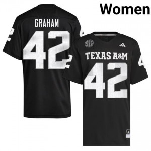 #42 Boomer Graham Texas Aggies Black Jersey | Essential Embroidery Women NCAA Football Gear 30910769