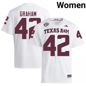 #42 Boomer Graham 12th Man White Jersey | Alumni Stitch Women Player Football Gear 68638132