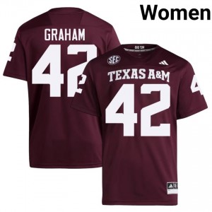 Maroon Boomer Graham #42 Texas A&M Aggies Jersey | Women High School Football Fresh Embroidery 27042444