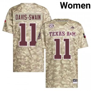 Beige Brandon Davis-Swain #11 Texas Aggies Jersey | Women Player Football Authentic Stitch 15153615