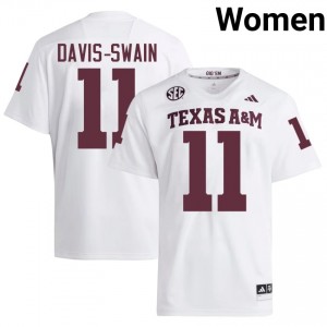 White Brandon Davis-Swain #11 Aggies Jersey | Women High School Football Moisture Wicking Stitch 78839893
