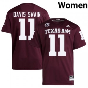 Durable Brandon Davis-Swain #11 Texas Aggies Maroon Jersey | Women University Football Embroidery Fan Gear 13767188